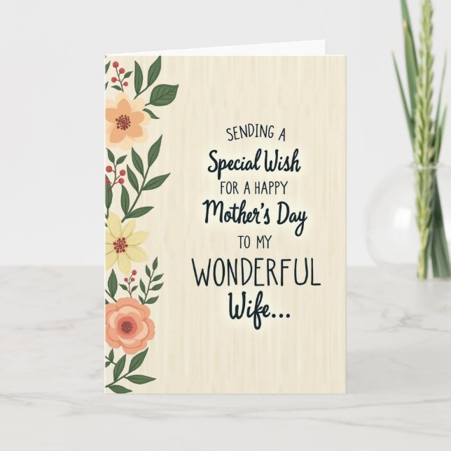 Wonderful Mothers Day Wife Card (Front)