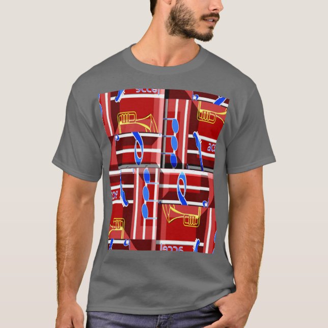 Wonderful Music Blue Summer Vibes Geometric Romant T-Shirt (Front)