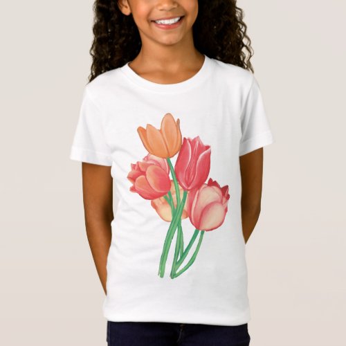 Wonderful nature tulip bouquet in watercolor  T_Shirt