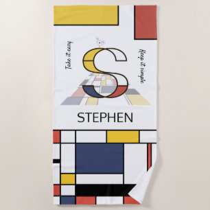 Wonderful Neoplasticism Art Monogram. Letter S Beach Towel