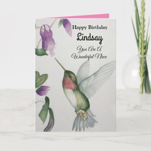 Wonderful Niece Birthday Hummingbird Greeting Card