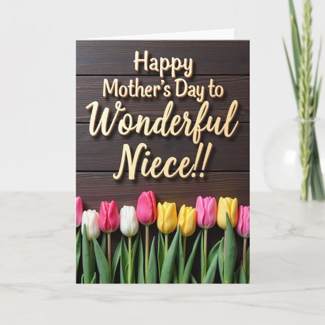 Wonderful Niece Flower Mothers Day Card (Front)