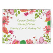 Wonderful Niece Watercolor Flowers Religious Birth (Front Horizontal)