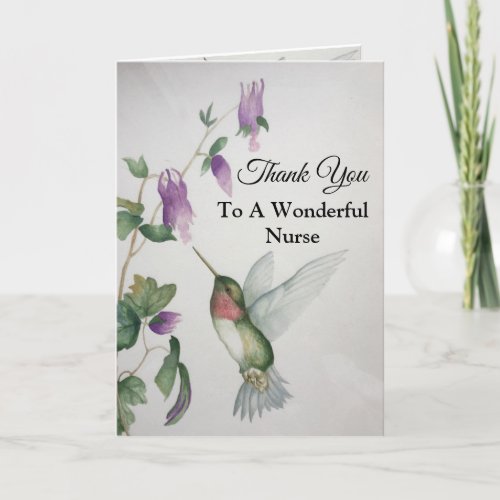 Wonderful Nurse Thank You Hummingbird Garden Card
