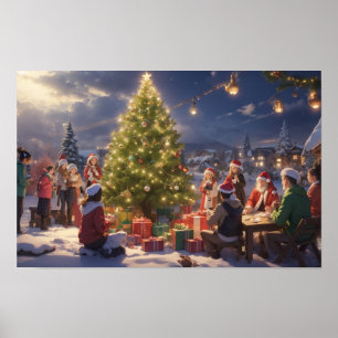 Wonderful of White Christmas at Anime Style Poster