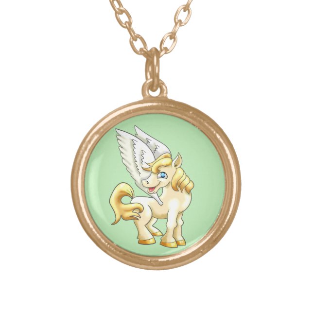 Wonderful Pegasus Gold Plated Necklace (Front)