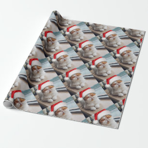 Wonderful persian cat with Santa Claus hat Wrapping Paper