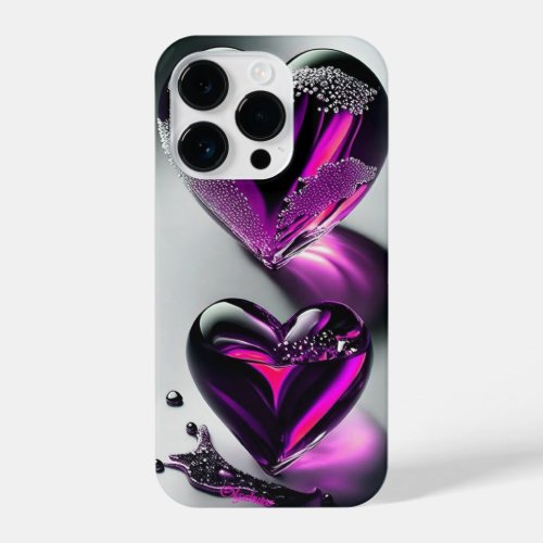 WONDERFUL PINK AND BLACK HEARTS iPhone 14 PRO CASE