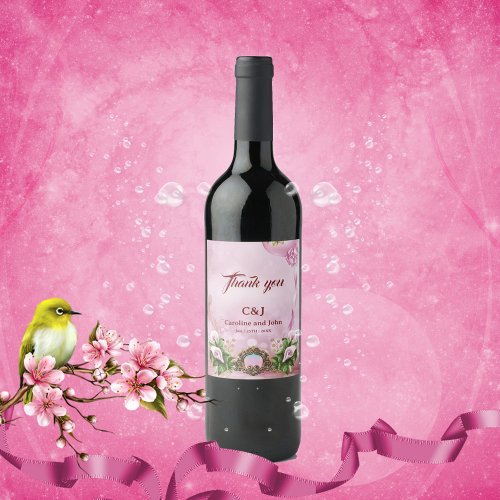 Wonderful pink Callas Lily  Wine Label