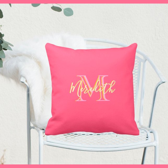 Wonderful Pink Lilac Custom Monogram Name Throw Pillow (Creator Uploaded)
