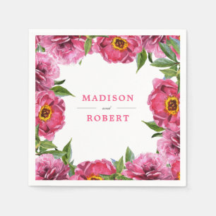 Wonderful Pink Magenta Peonies Flower chic Wedding Napkins