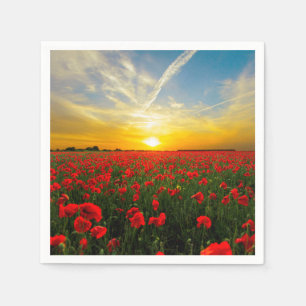 Wonderful Poppy Field Sunset Horizon Napkins