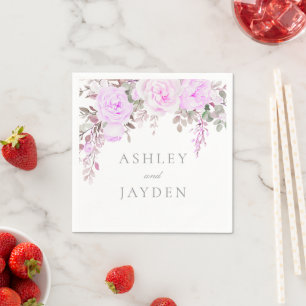Wonderful Purple Floral Wedding Napkins