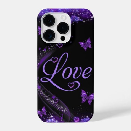 WONDERFUL PURPLE LOVE WITH BUTTERFLIES iPhone 14 PRO CASE