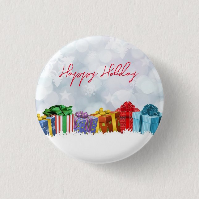 Wonderful, Rainbow Christmas Gifts  Button (Front)