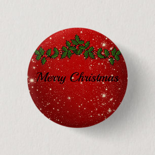 Wonderful Red Sparkly Christmas Button