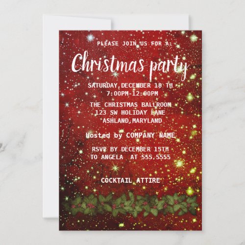 Wonderful Red Sparkly Christmas  Invitation