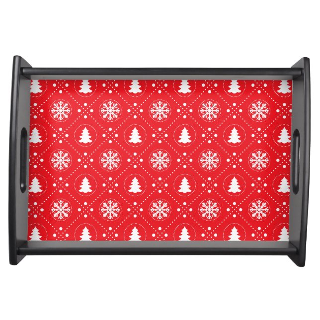 Wonderful Red White Winter Christmas Design Serving Tray (Front)