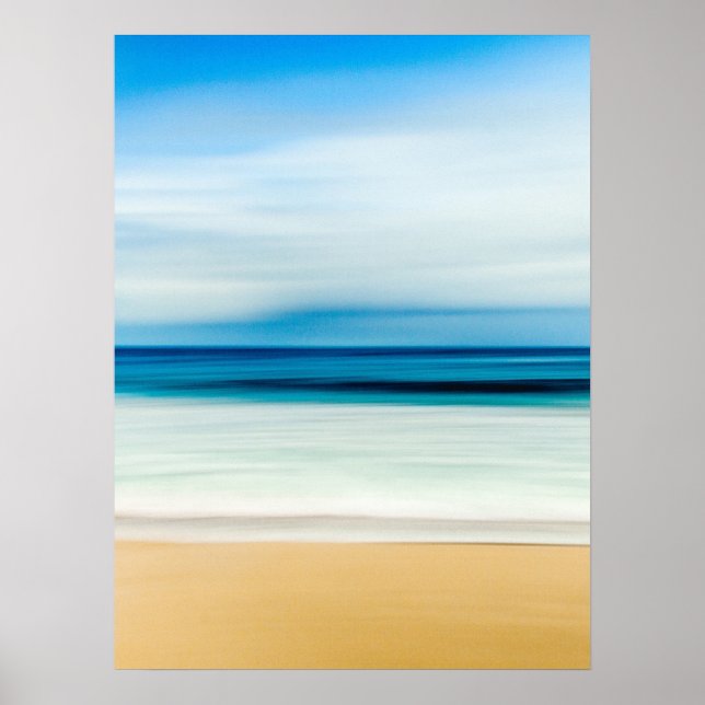 Wonderful Relaxing Sandy Beach Blue Sky Horizon Poster (Front)