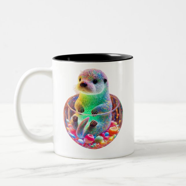 Wonderful Sea Otter Two-Tone Coffee Mug (Left)