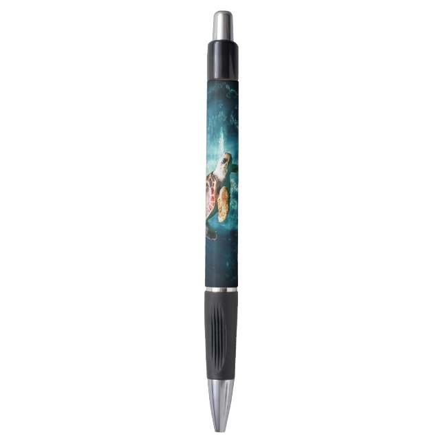 Wonderful  Sea Turtle Ocean Life Turquoise Sea Pen (Front Vertical)