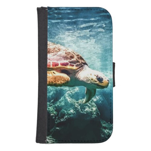 Wonderful  Sea Turtle Ocean Life Turquoise Sea Wallet Phone Case For Samsung Galaxy S4
