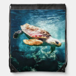 Wonderful Sea Turtle Underwater Life Drawstring Bag at Zazzle