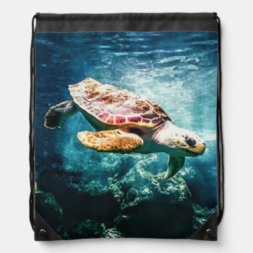 Wonderful Sea Turtle Underwater Life Drawstring Bag