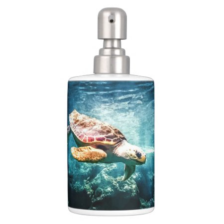 Wonderful Sea Turtle Underwater Life Soap Dispenser And Toothbrush Hol
