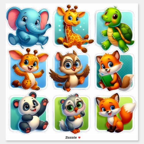 Wonderful set of cartoon animal stickers