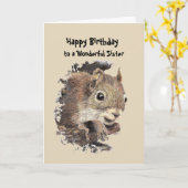 Wonderful Sister Birthday Fun with Squirrel Card | Zazzle