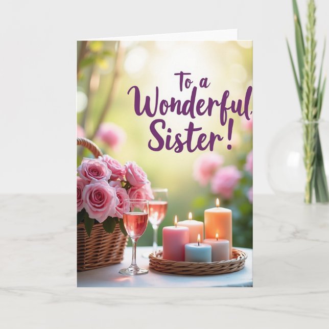 Wonderful Sister Day Roses Card (Front)