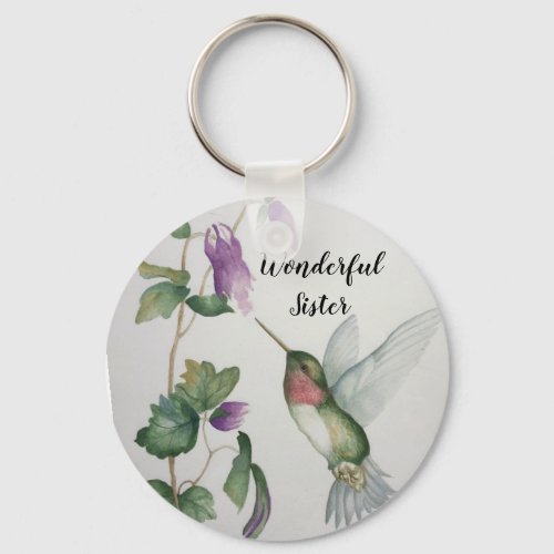 Wonderful Sister Hummingbird Button Keychain