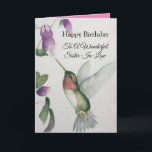 Wonderful Sister-In-Law Birthday Hummingbird Card<br><div class="desc">Celebrate your wonderful sister-in-law's continued with an elegant hummingbird design on a chgreeting card. Created from my original waterpainting, the lovely little bird and flower image will brighten the day for birdwatchers, gardeners and nature lovers. The special woman in your life will love the pastel colours of cream, pink and...</div>