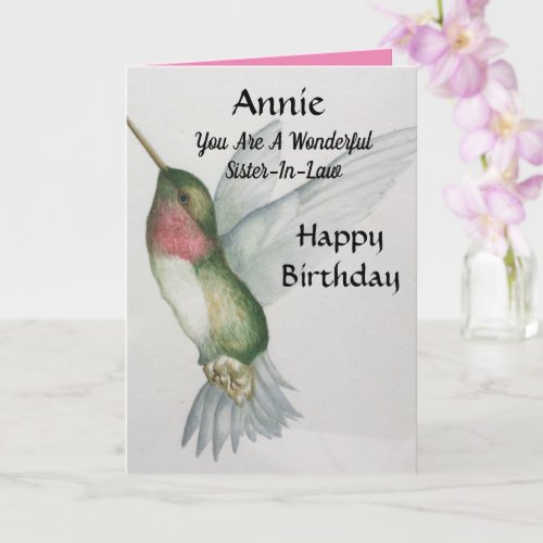 Wonderful Sister_In_Law Birthday Sweet Hummingbird Card