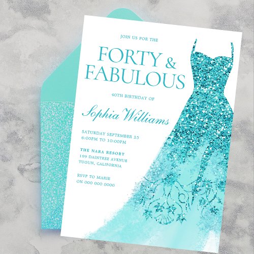 Wonderful Sparkle Dress 40th Birthday Party  Invitation