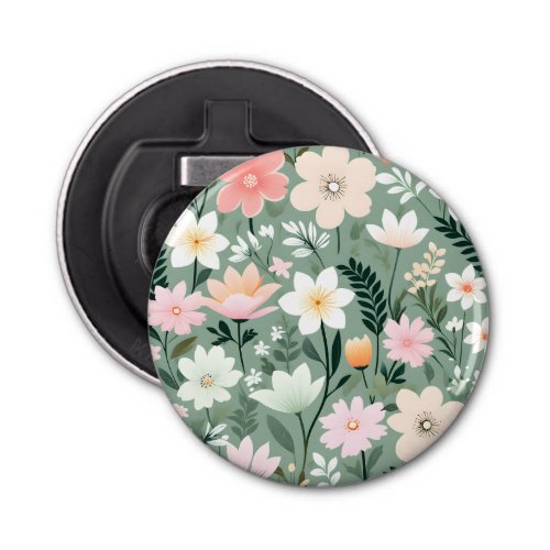 Wonderful spring floral pattern green bottle opener