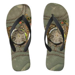 Wonderful steampunk clock flip flops