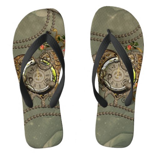 Wonderful steampunk clock flip flops