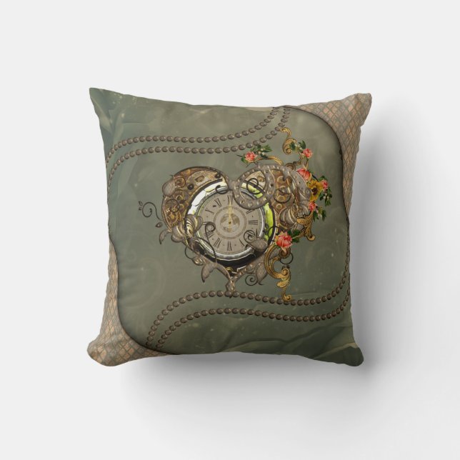 Wonderful steampunk clock throw pillow (Front)