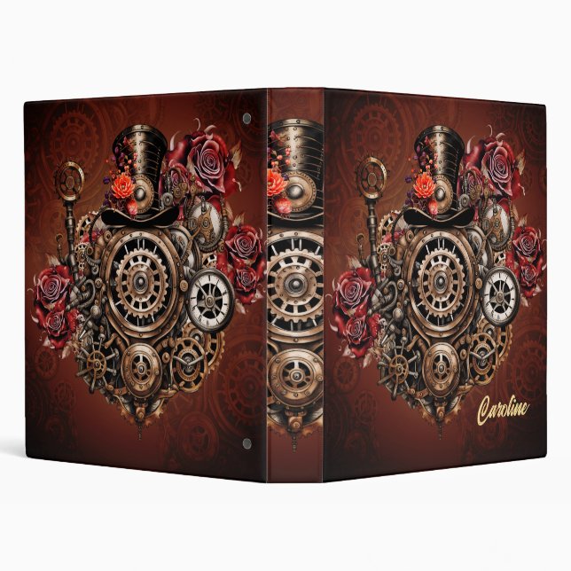 Wonderful Steampunk design 3 Ring Binder (Background)