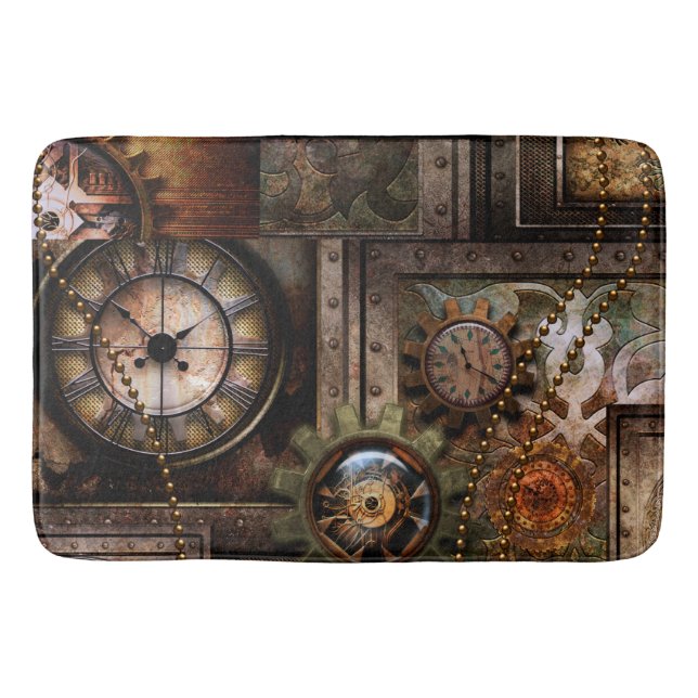 Wonderful steampunk design bathroom mat (Front)