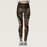 Steampunk Brown Black Stripes Leggings, Zazzle