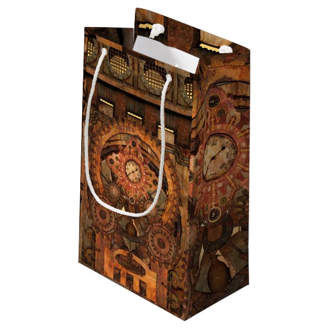 Wonderful steampunk design small gift bag (Back Angled)