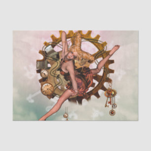 Wonderful steampunk girl, golden design tissue paper