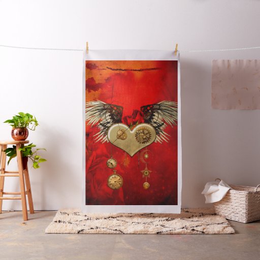Wonderful steampunk heart fabric