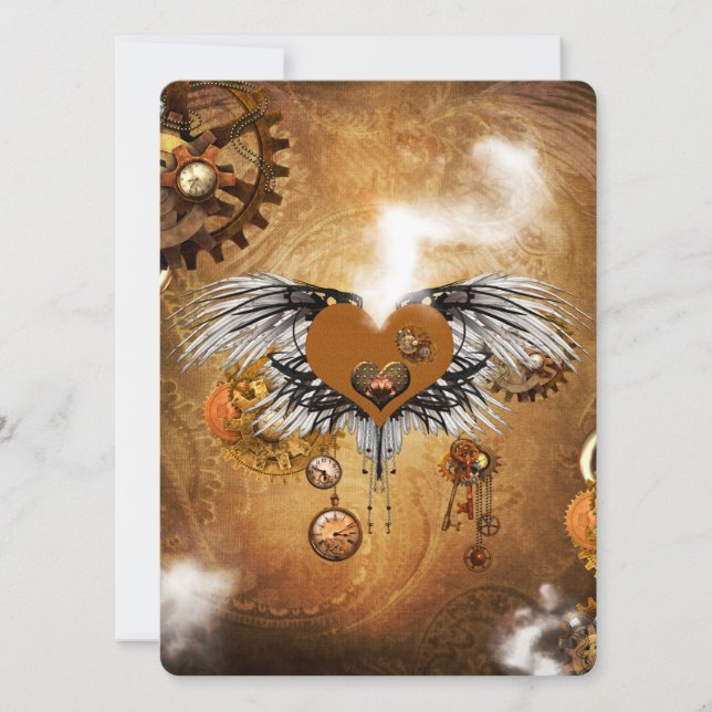 Wonderful steampunk heart invitation (Front)