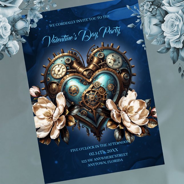 Wonderful steampunk heart  invitation (Steampunk heart)