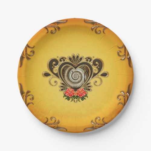 Wonderful steampunk heart paper plates
