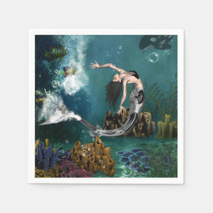 Wonderful steampunk mermaid napkins